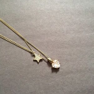 Double Strand Gold Heart and Star Necklace